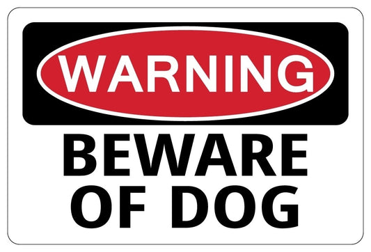 Fashion   BEWARE OF DOG Warning Funny Novelty Sign Sticker