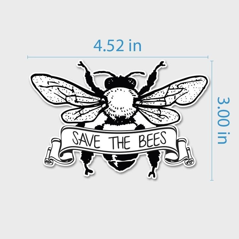 2018 NEW Save Bee Decal Eco-Friendly Sticker Laptop Sticker | Car Window Door Bumper Decal | Vintage Bee |