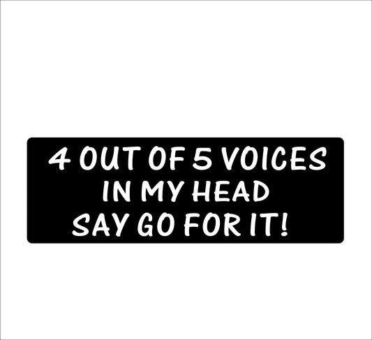 4 Pcs 4 Out Of 5 Voices In My Head Funny Hard Hat Helmet Vinyl Decal Car Sticker Waterproof