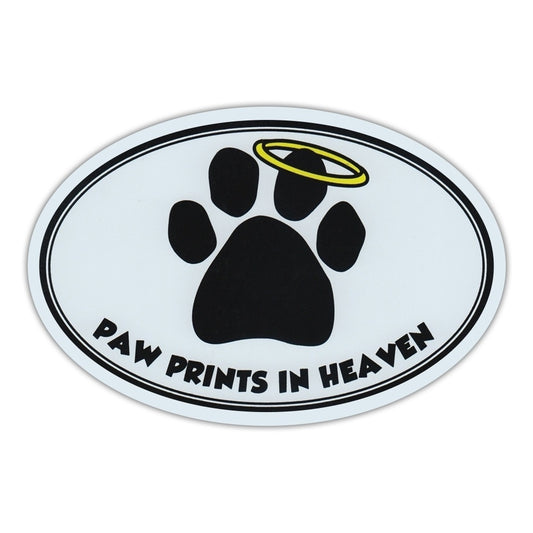 New Hot  Oval Car Sticker - Paw Prints In Heaven - Dog/Pet Memorial - Bumper Sticker Decal - 6" x 4"