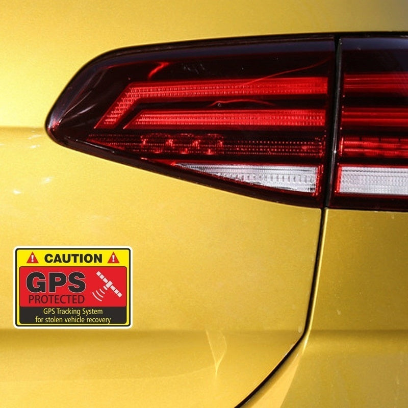 4PCs  7.3CM*4.8CM Warning Car Sticker Caution GPS Tracking System Protected Decal Car Window Bumper Stickers