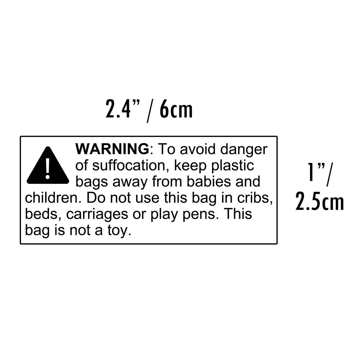 New Brand Rectangular Suffocation Warning Labels - Pack of 10, 2.4 x 1"