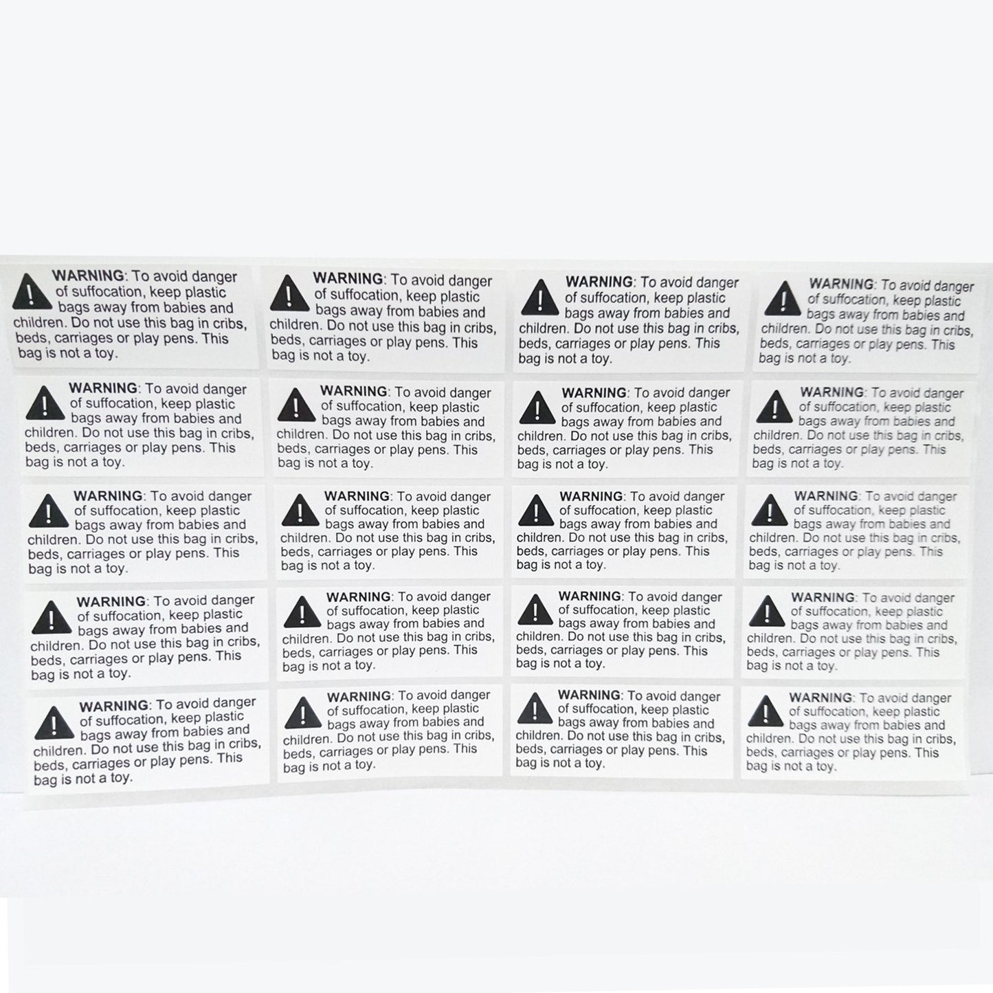New Brand Rectangular Suffocation Warning Labels - Pack of 10, 2.4 x 1"