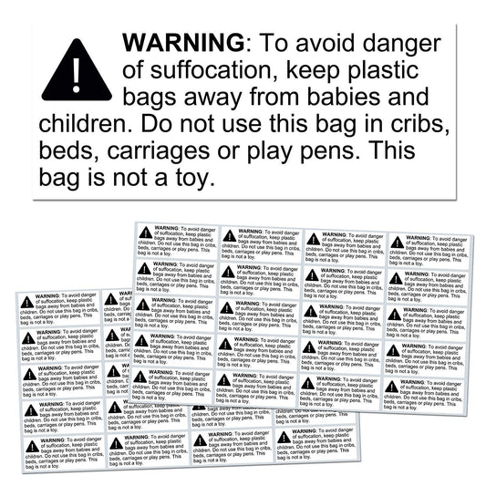 New Brand Rectangular Suffocation Warning Labels - Pack of 10, 2.4 x 1"