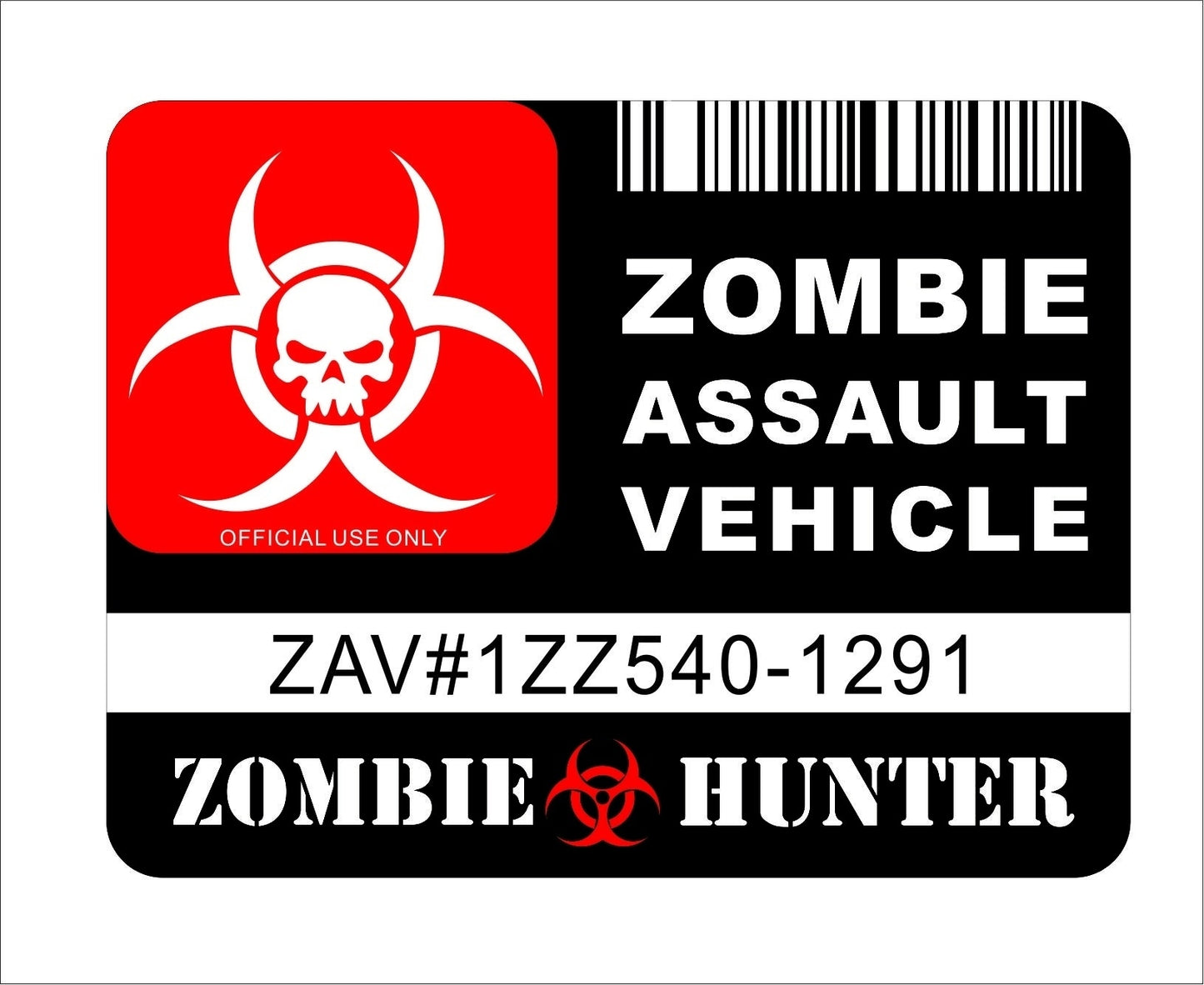 New Hot  Zombie Assault Vehicle Zombie Hunter Funny Car Motorcycle Bicycle Truck Decal Sticker