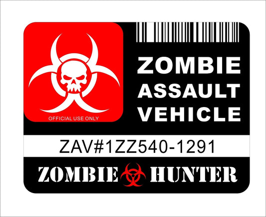 New Hot  Zombie Assault Vehicle Zombie Hunter Funny Car Motorcycle Bicycle Truck Decal Sticker