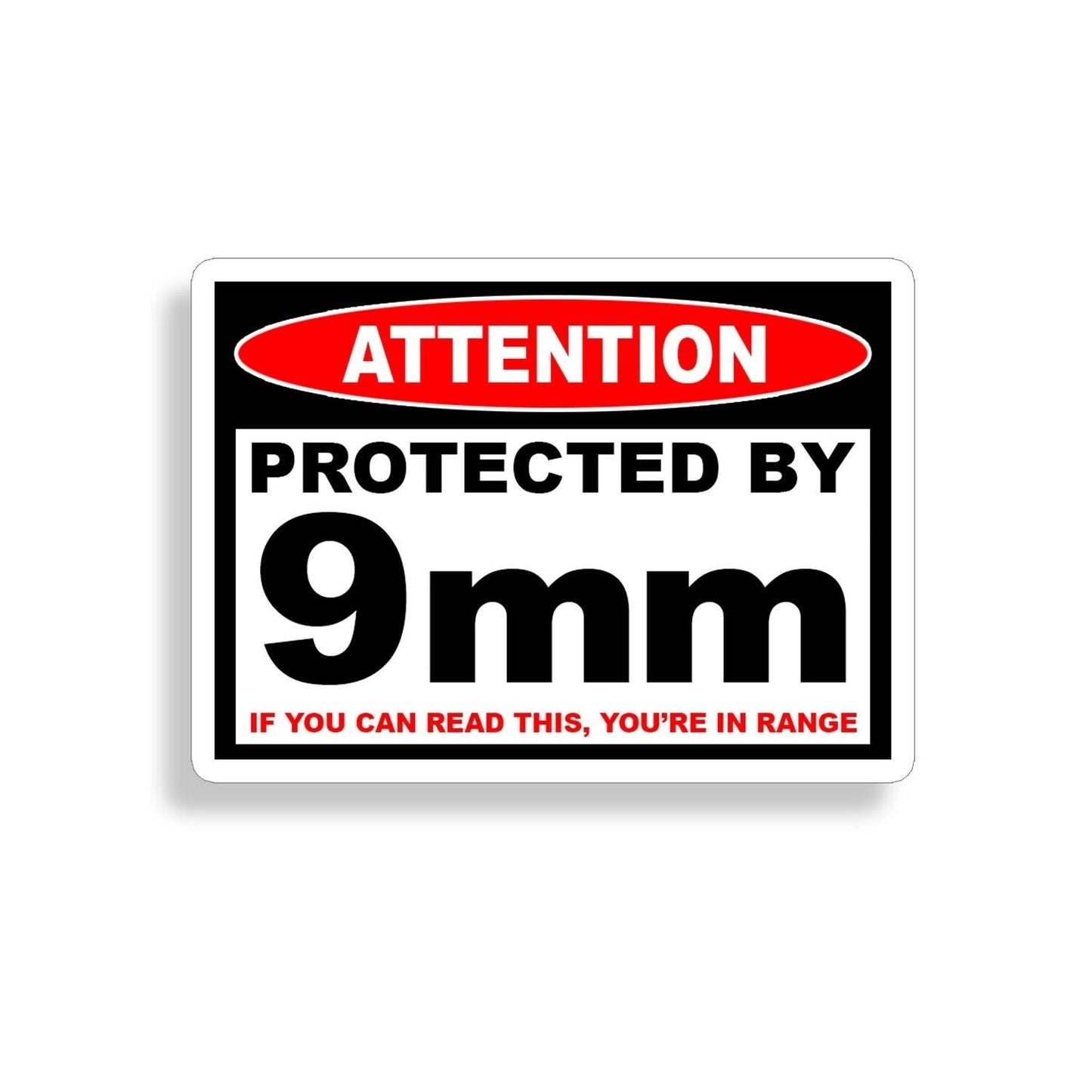Fashion Protected 9 mm Warning Sticker Pistol Gun Safe Ammo Box 9mm 9 Car Window Decal