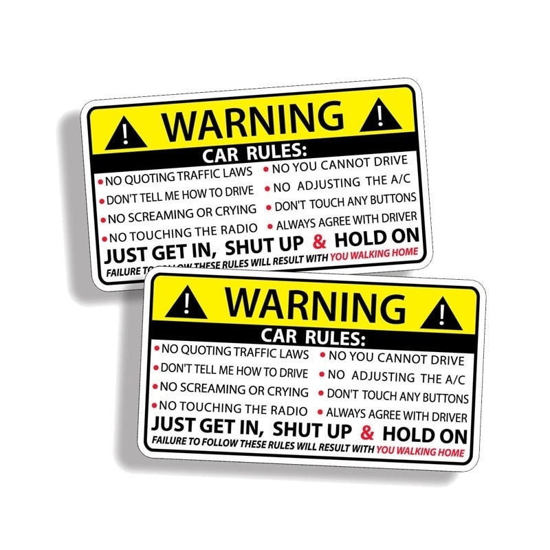 New Hot Safety Warning Rules Decal  Car Window Door Bumper Sticker