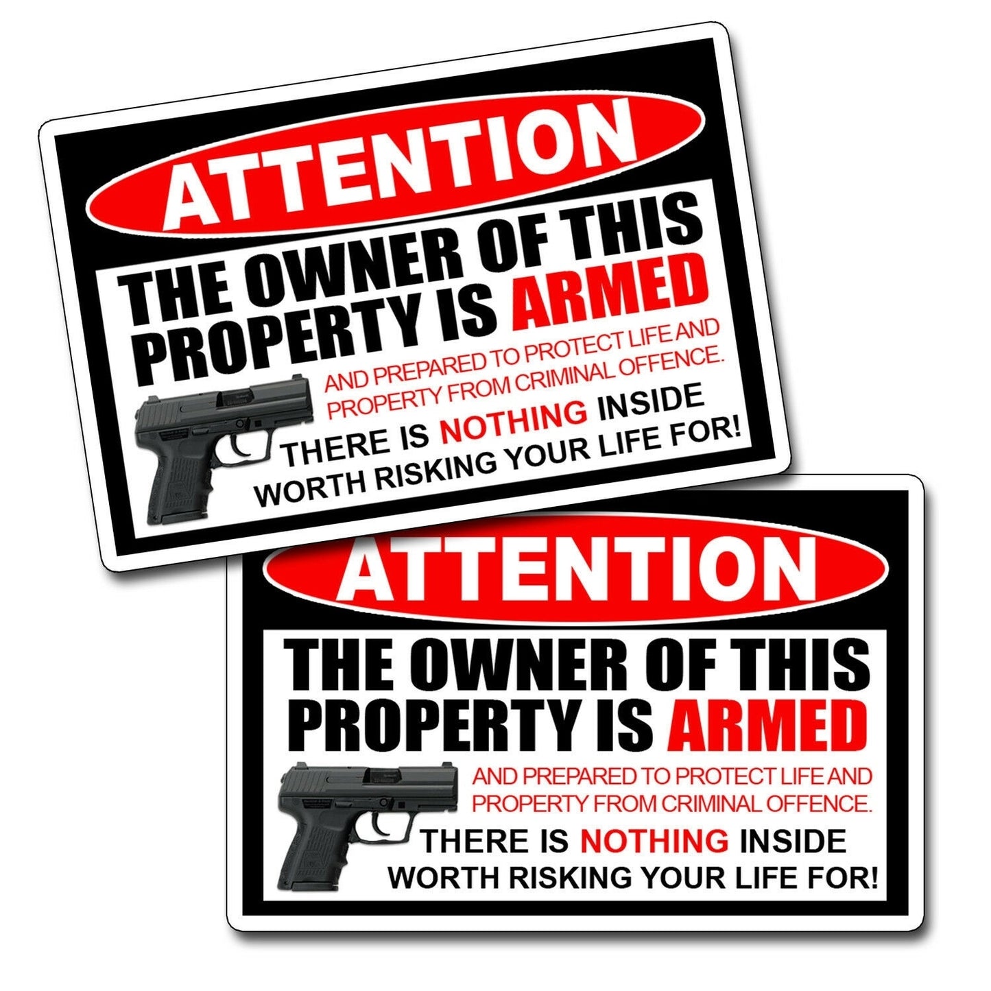 High-quality Owner Armed Warning Vinyl Decal Sticker 2nd Amendment Gun Window Door Car Truck