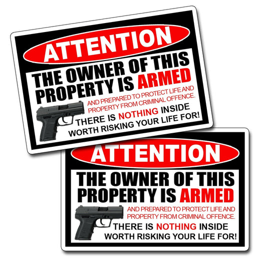 High-quality Owner Armed Warning Vinyl Decal Sticker 2nd Amendment Gun Window Door Car Truck