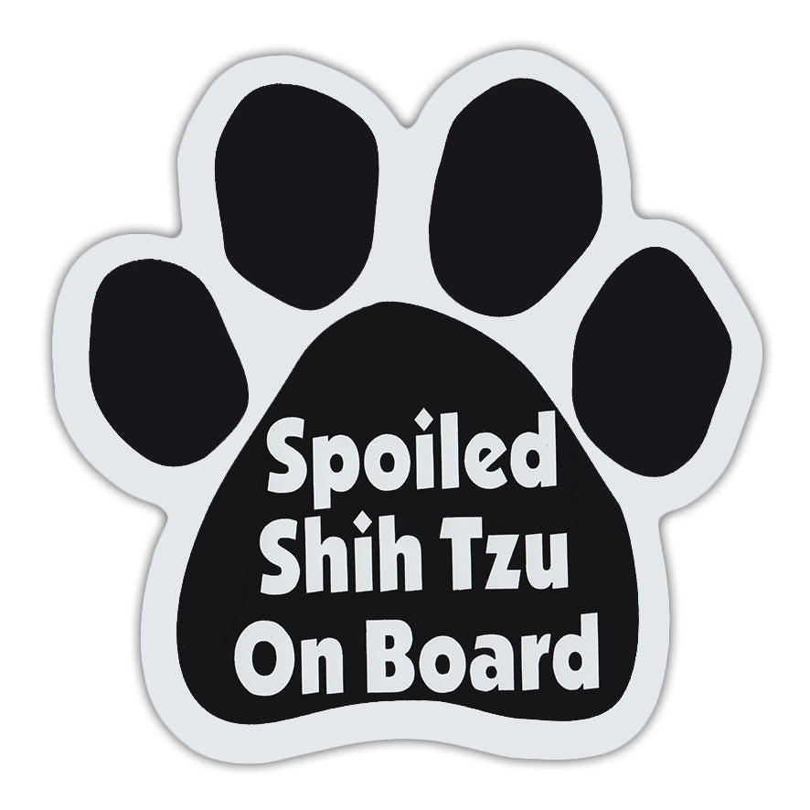 New Hot  Dog Paw Shaped Sticker - Spoiled Shih Tzu On Board - Dogs, Gifts, Cars, Trucks - 5.5" x 5.5"