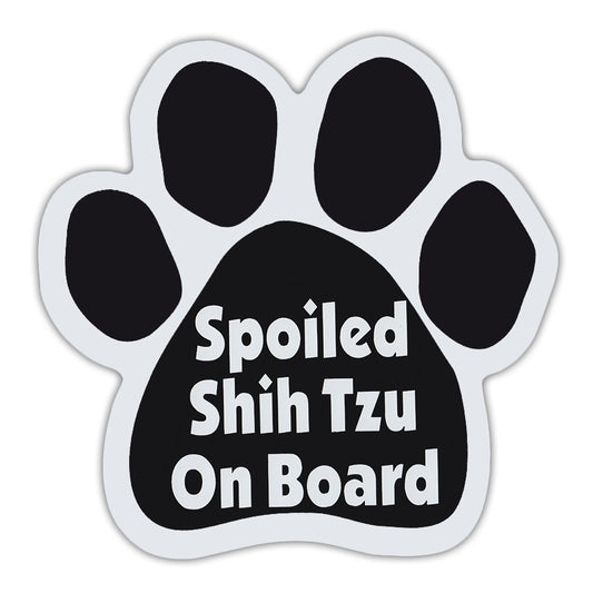New Hot  Dog Paw Shaped Sticker - Spoiled Shih Tzu On Board - Dogs, Gifts, Cars, Trucks - 5.5" x 5.5"