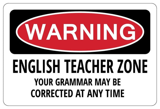 New Fashion  ENGLISH TEACHER ZONE Warning Funny Novelty Sign Sticker gift