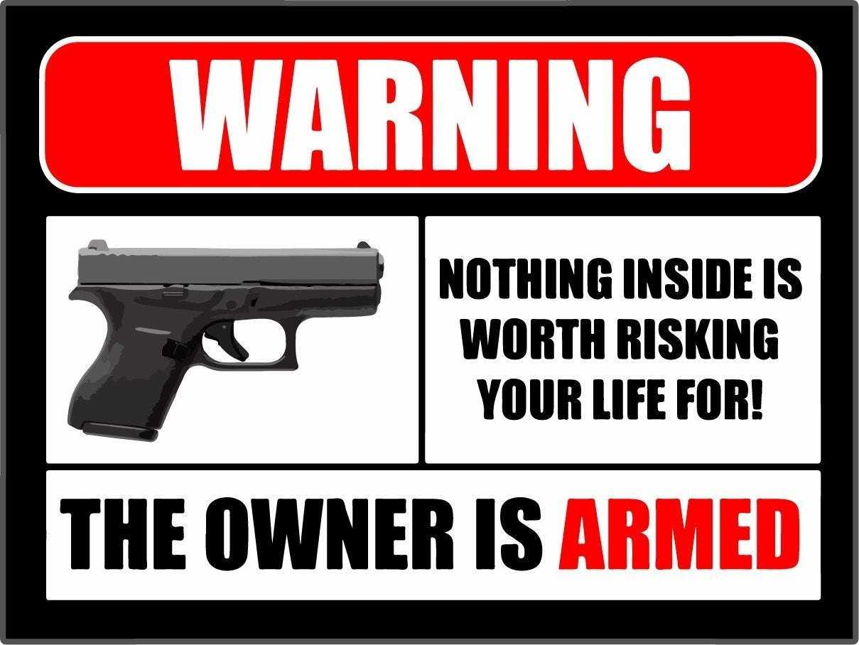 Fashion 2PCs 2nd Amendment Handgun Pistol Gun Owners Warning Security Sticker Decal