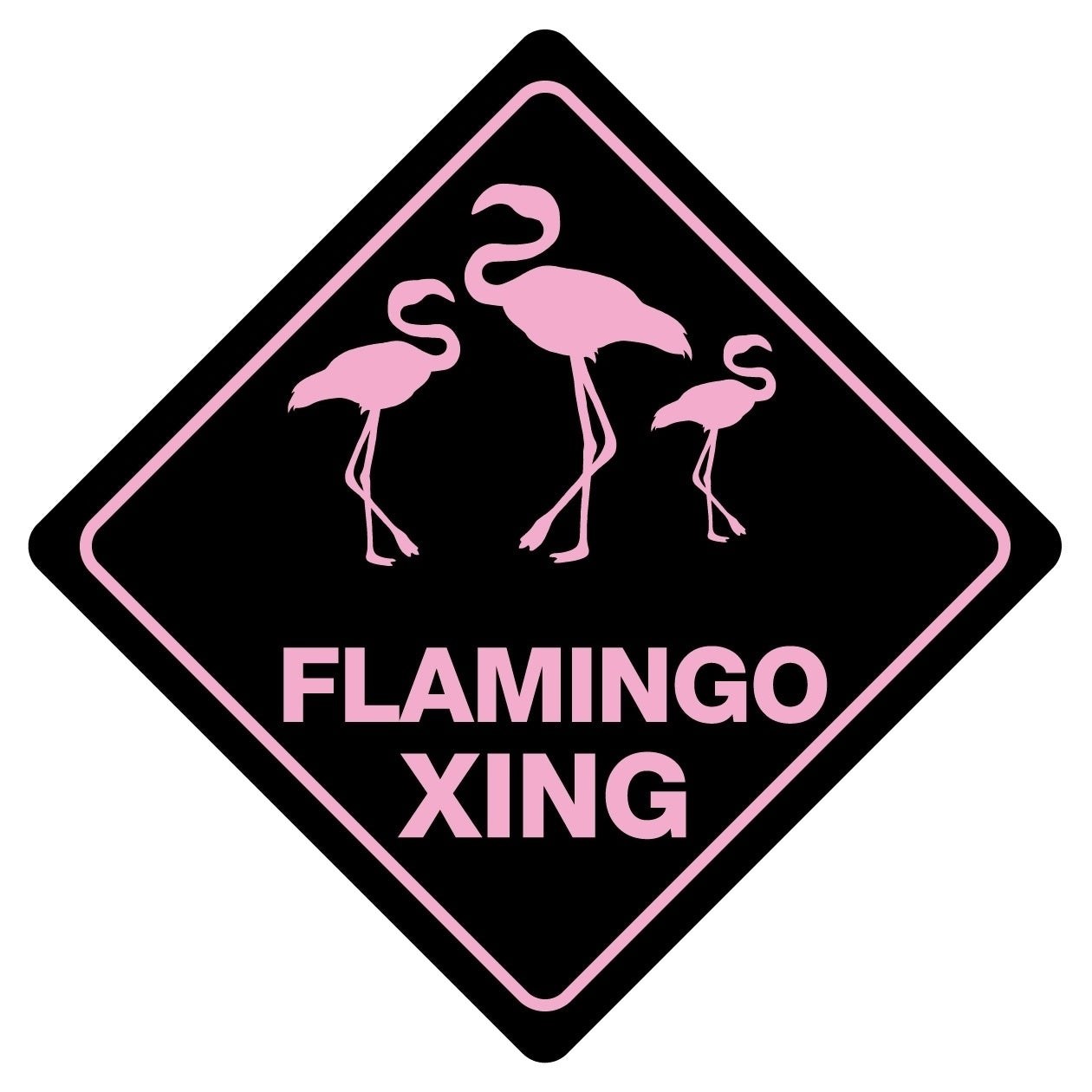FLAMINGO  Funny Novelty Crossing Sign Sticker