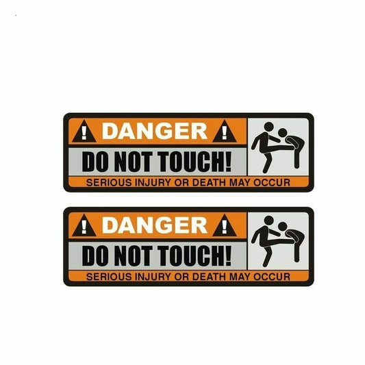 Hot 2Pcs Car Sticker Funny Badge Emblem Decal Danger Do Not Touch Sign Funny Warning