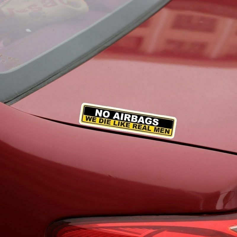 High-quality 2PCs Car Sticker Funny Badge Emblem Decal No Airbags Die Like Real Men Sign