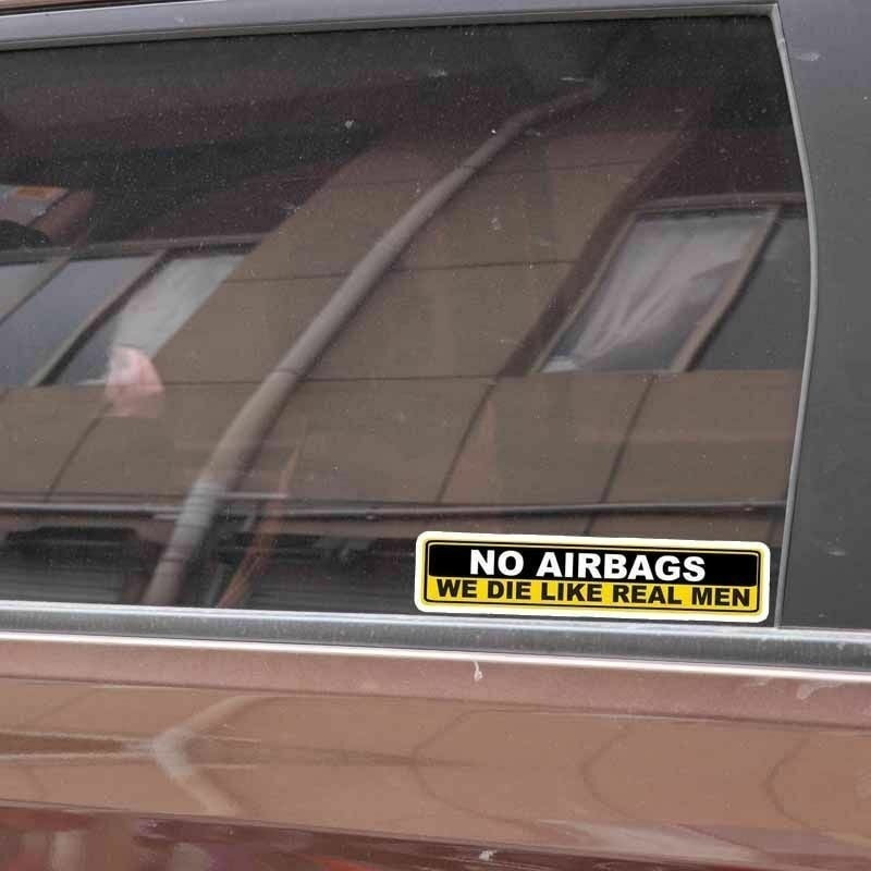 High-quality 2PCs Car Sticker Funny Badge Emblem Decal No Airbags Die Like Real Men Sign