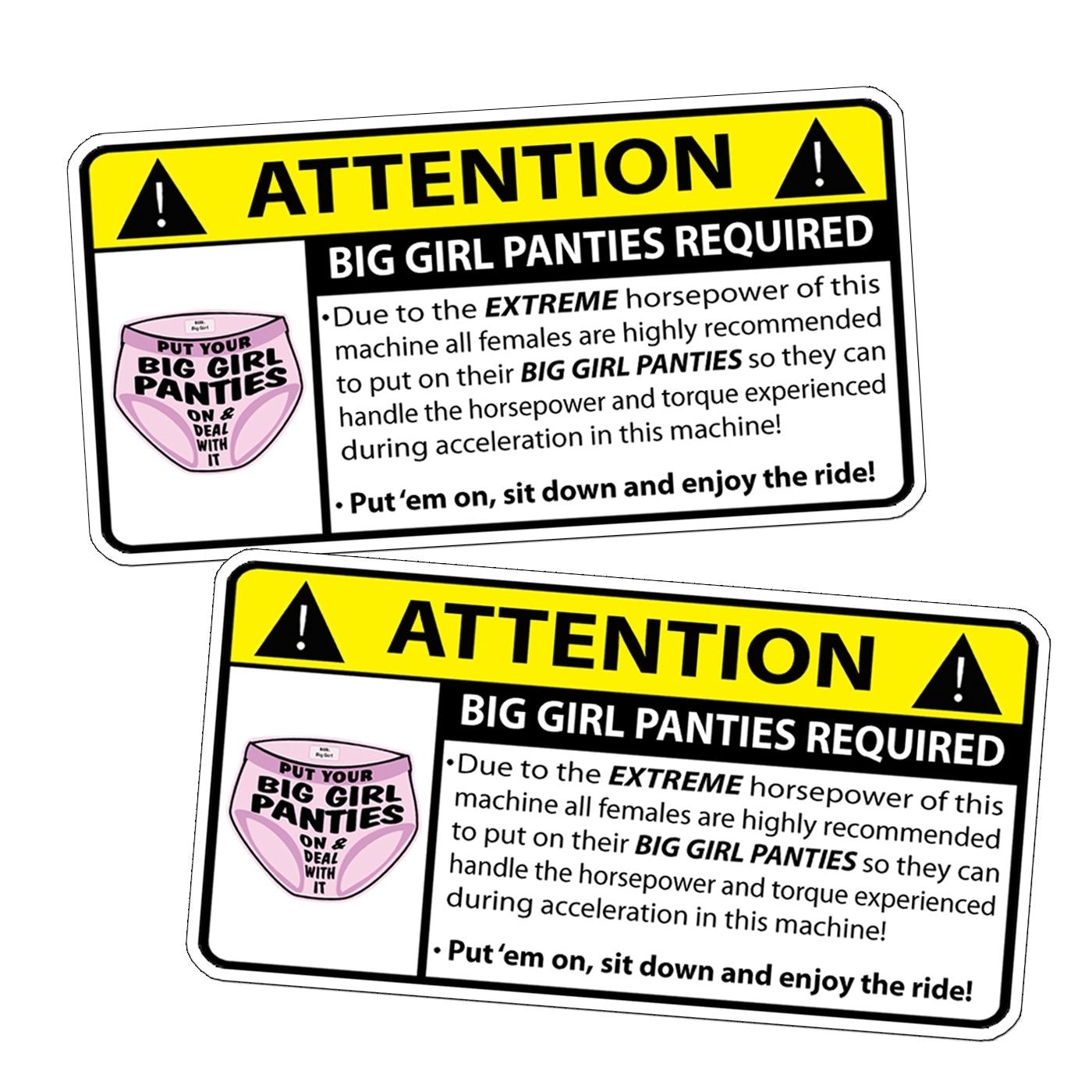 Hot 2PCs Big Girl Panties Funny Caution Warning Decal Sticker