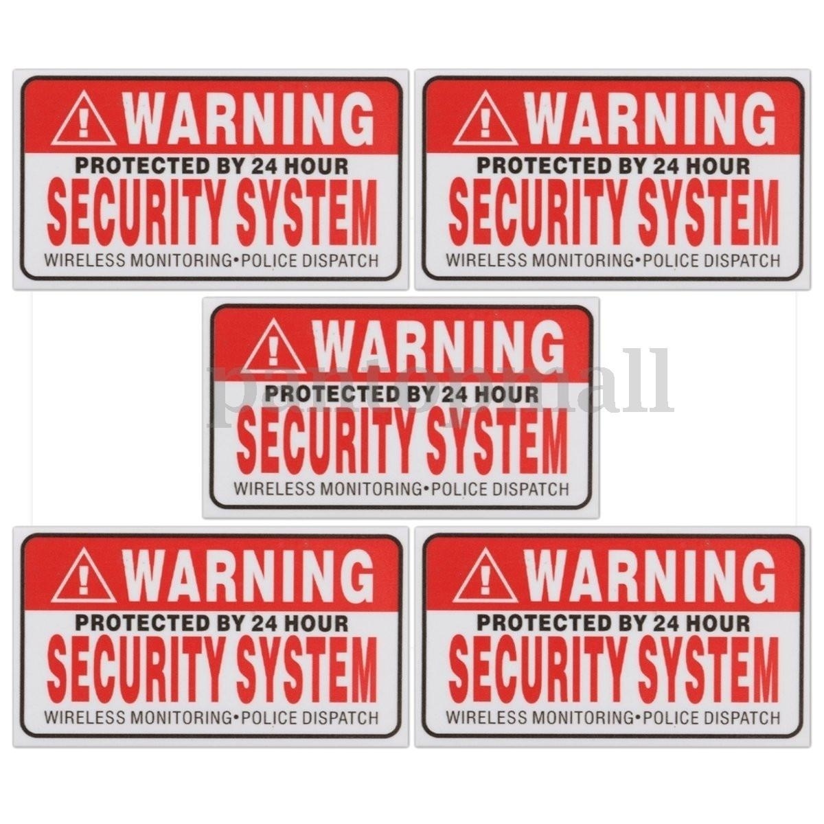 New Hot  5 Pack Protected By 24 Hour WARNING Security System Stickers Safety Signs Decal