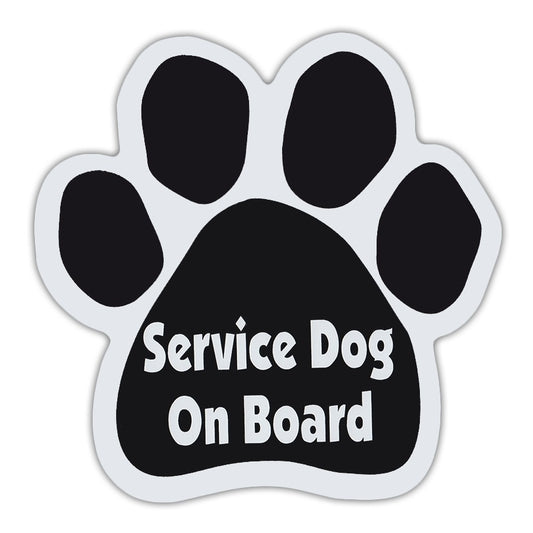 High-quality   Dog Paw Shaped Stickers - Service Dog On Board - Dogs, Gifts, Cars, Trucks Bumper Sticker Decal - 5.5" x 5.5"