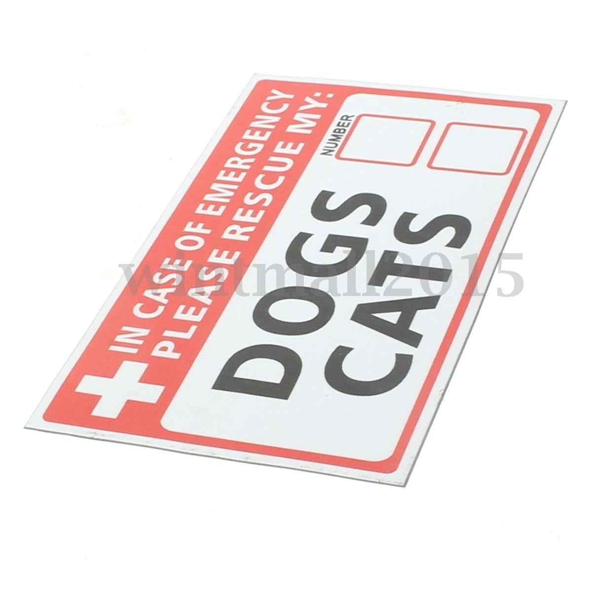 2pcs Emergency Pet Rescue DOGS CATS Vinyl Sticker Signs Safety Warning 74*125mm