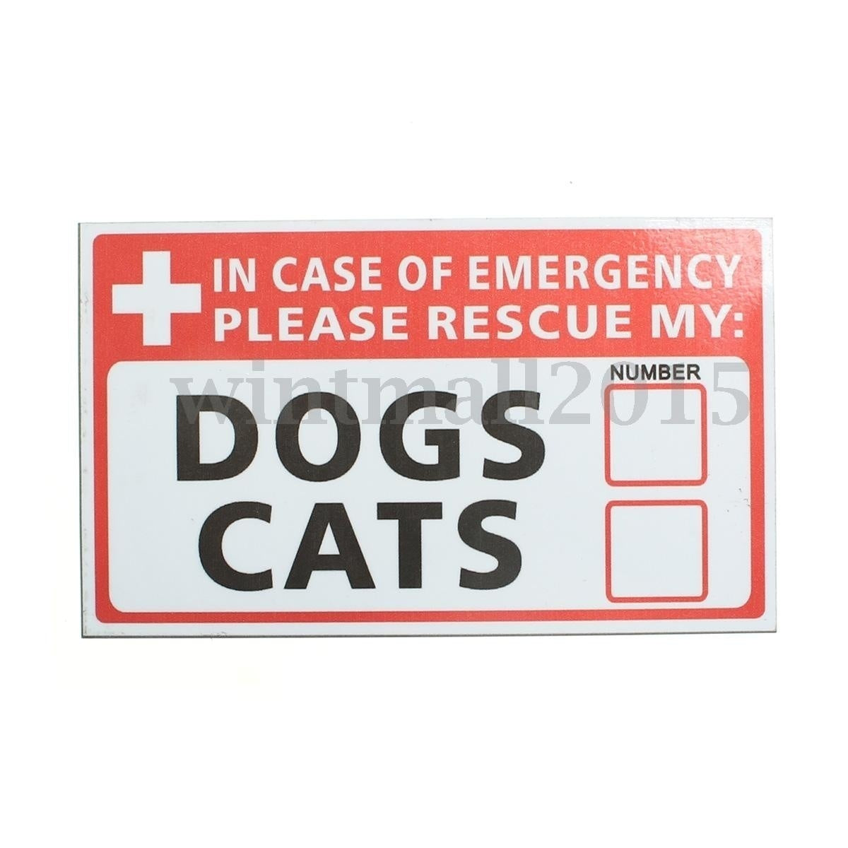 2pcs Emergency Pet Rescue DOGS CATS Vinyl Sticker Signs Safety Warning 74*125mm