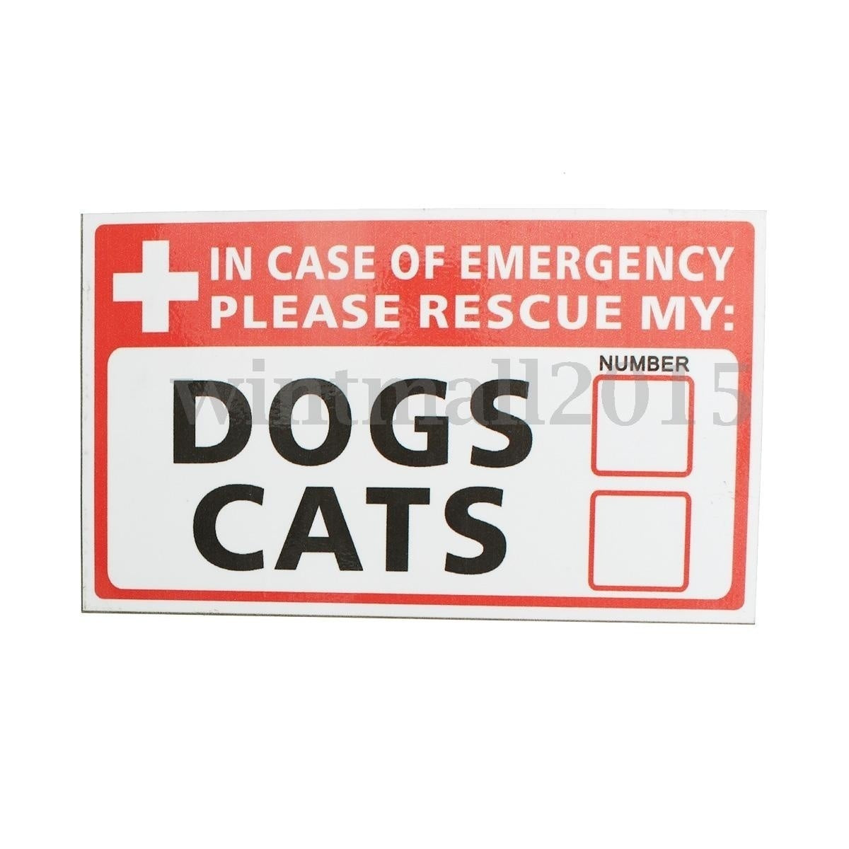 2pcs Emergency Pet Rescue DOGS CATS Vinyl Sticker Signs Safety Warning 74*125mm