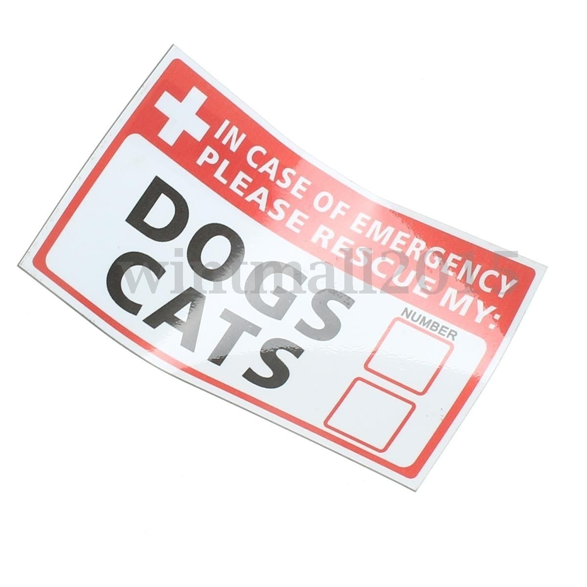 2pcs Emergency Pet Rescue DOGS CATS Vinyl Sticker Signs Safety Warning 74*125mm