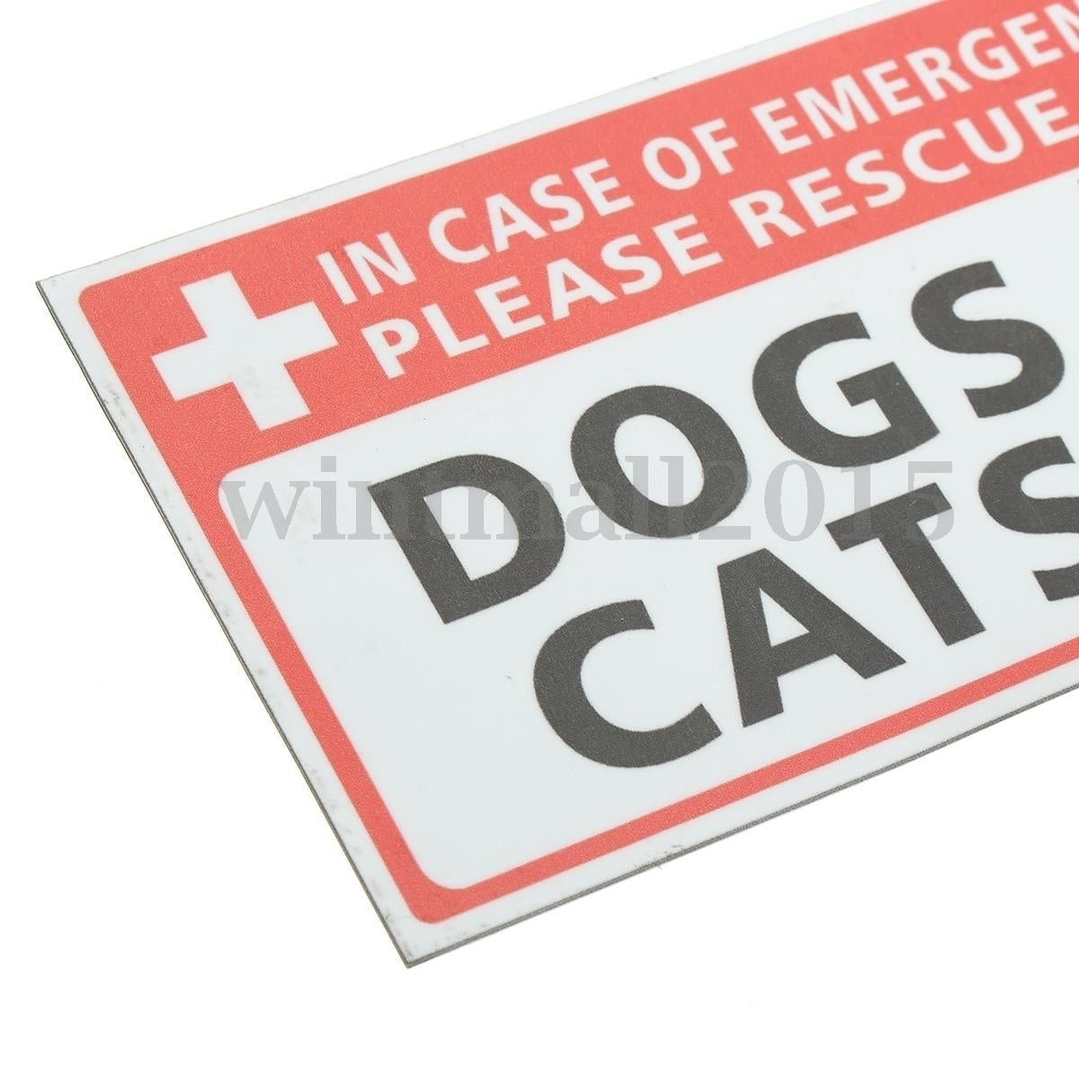 2pcs Emergency Pet Rescue DOGS CATS Vinyl Sticker Signs Safety Warning 74*125mm