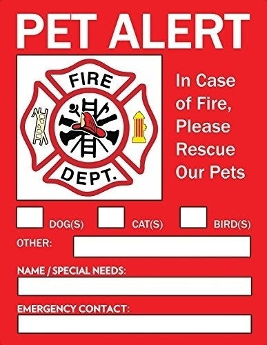 Pet Alert Safety Fire Rescue Sticker - 5"x 4" (6 Pack) - Save Our Pets Emergency Pet Inside Decal - In Case of Emergency Danger Pet In House Home Window Door Sign - Protect Beloved Dogs Cats Birds