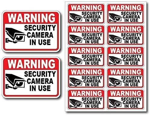 High-quality 12Pk Security CAM in USE Surveillance Burglar Alarm Decal Warning Vinyl Stickers