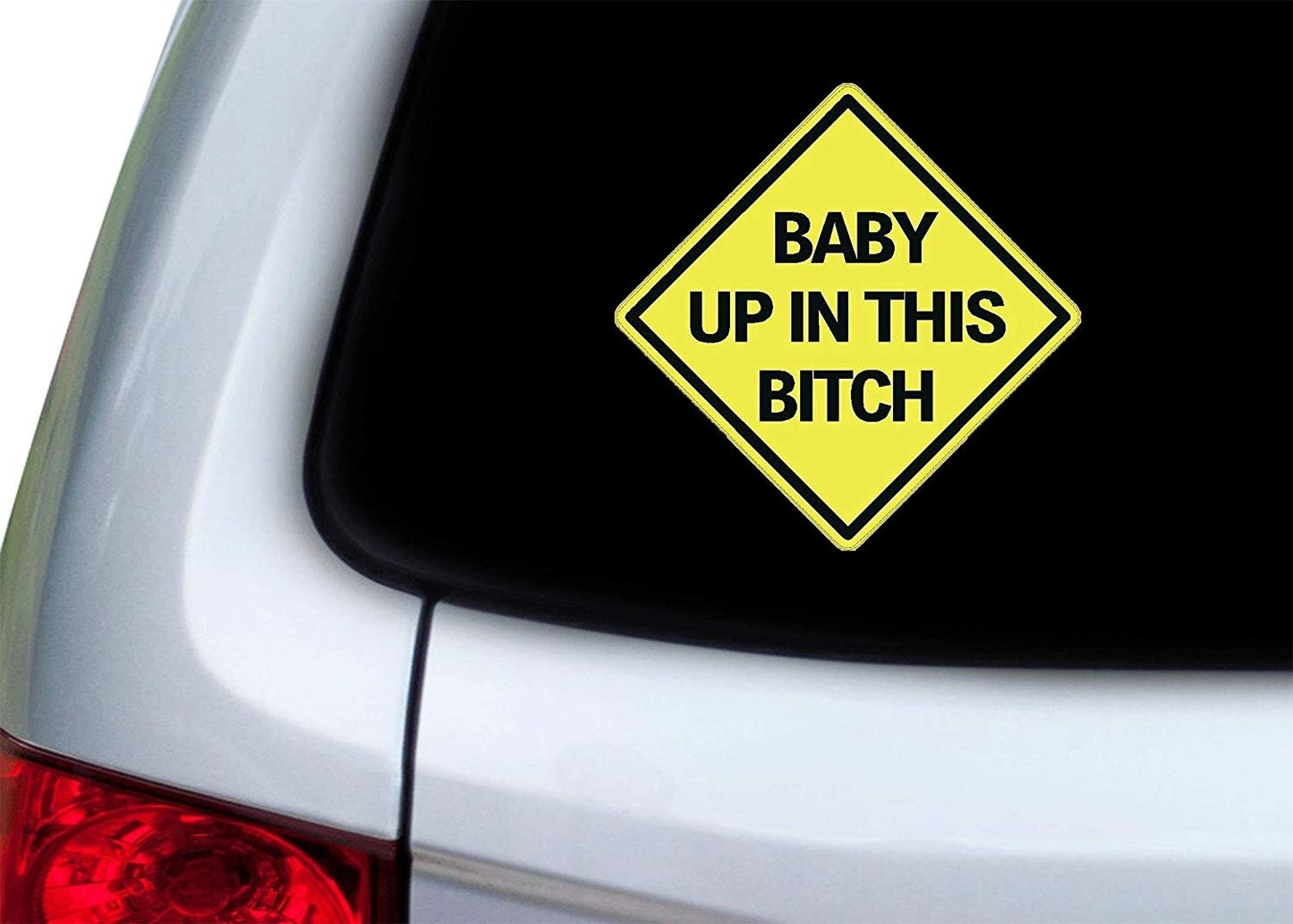 Hot 2Pcs Baby Up in This Bitch Sticker Funny Auto Decal Bumper Vehicle Safety Sticker Sign for Car Truck SUV