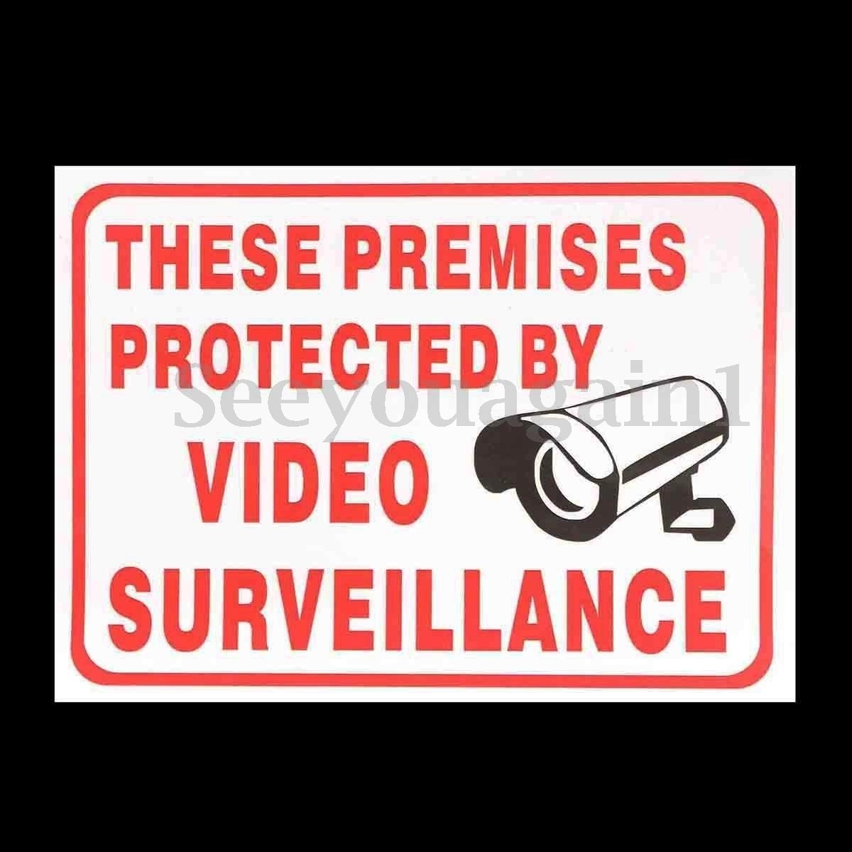 High-quality   These Premises Protected By 24 Hour Video Surveillance Signs Stickers Decal 30x23cm