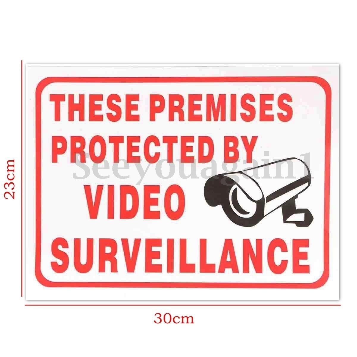 High-quality   These Premises Protected By 24 Hour Video Surveillance Signs Stickers Decal 30x23cm