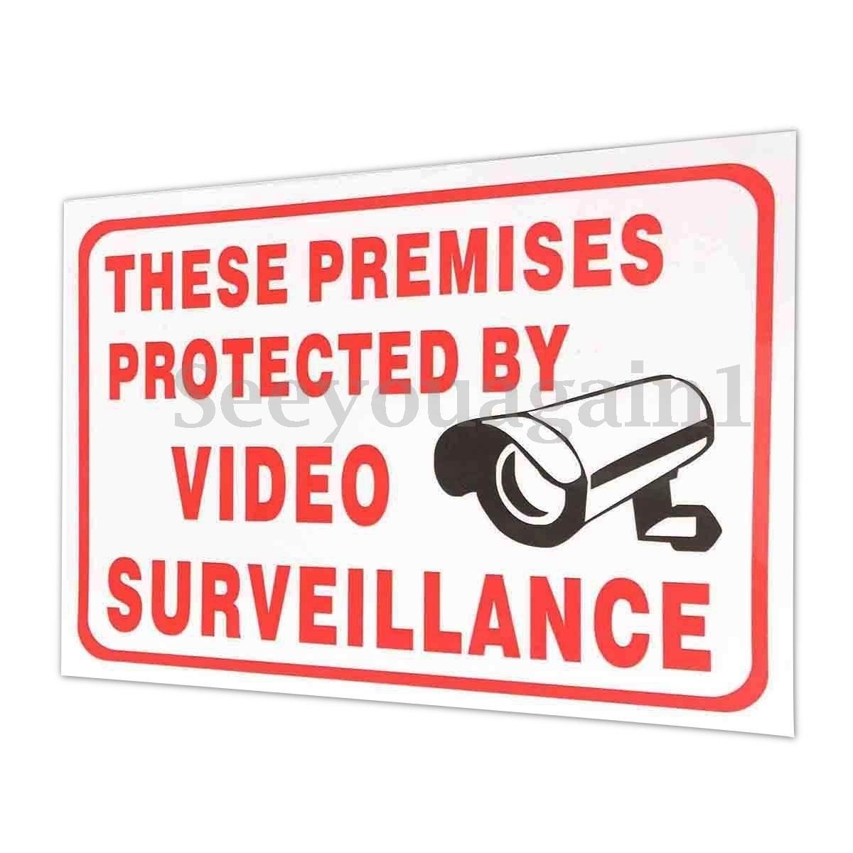 High-quality   These Premises Protected By 24 Hour Video Surveillance Signs Stickers Decal 30x23cm