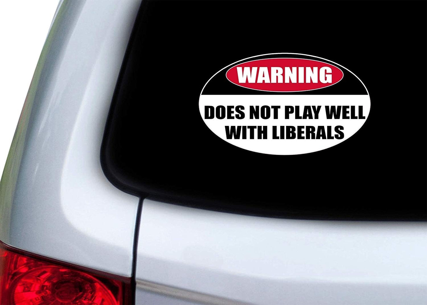 Funny Conservative Sticker Warning Does Not Play Well with Liberals Car Decal Bumper Sticker