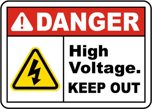 High-quality 6" x 9", Set of 4 Safety Alert Sticker Decals Safety Sign Vinly Decal Danger High Voltage Keep Out Label Danger Notice Warning Safe Sticker Lables for Indoor & Outdoor Use Waterproof