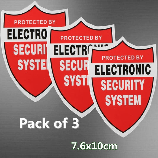 New Hot   Pack Of 3 Protected By Electronic Security System Waterproof PVC Stickers Decal Home Alarm Sign