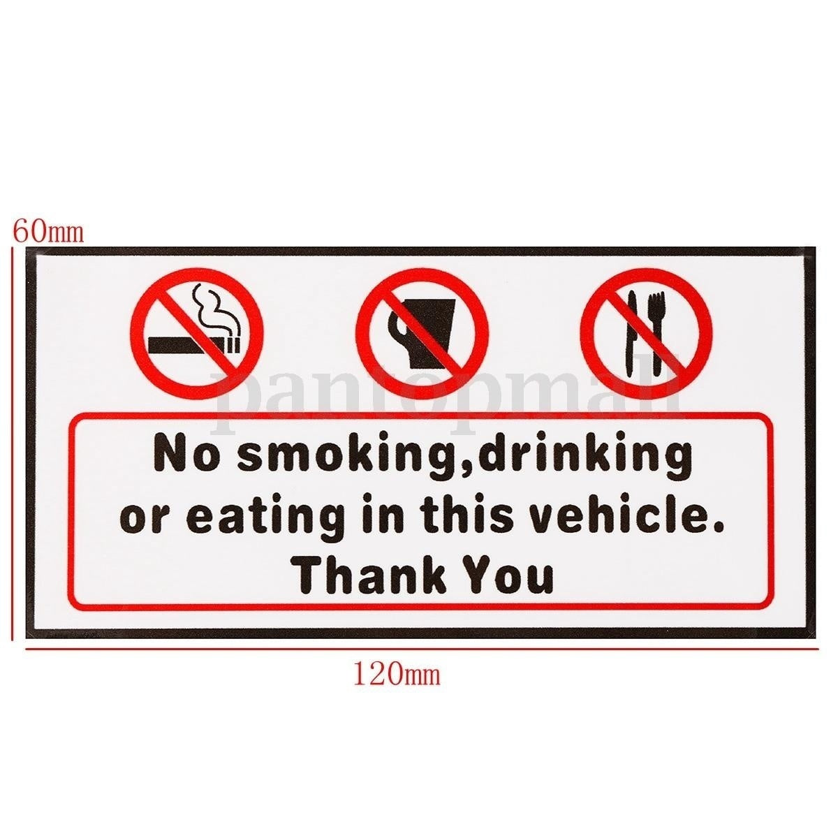 Fashion  2x No Smoking Eating Drinking in This Vehicle Signs Stickers Car Taxi Bus Decal