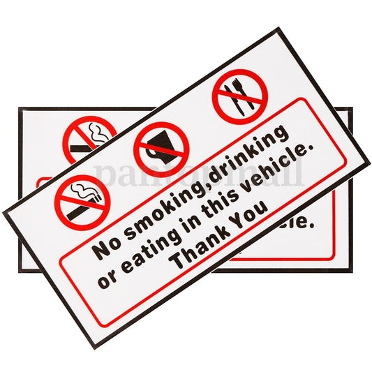 Fashion  2x No Smoking Eating Drinking in This Vehicle Signs Stickers Car Taxi Bus Decal