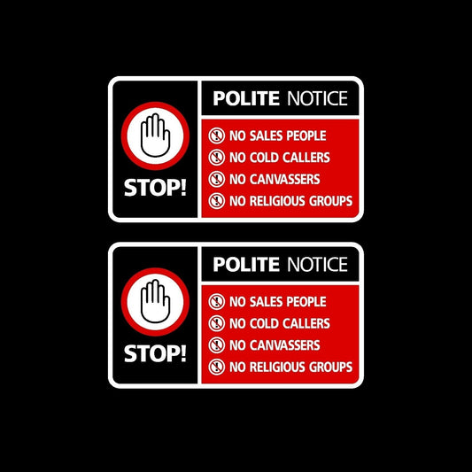 High-quality 2x Stop Cold Calling Door Sticker - No Canvassers Callers Sign