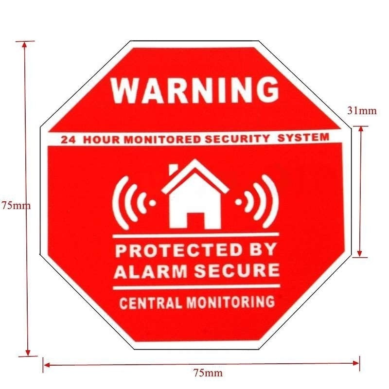 New Hot    2pcs Home Alarm Security Decals Warning Signs Window Door Stickers 7.5*7.5cm