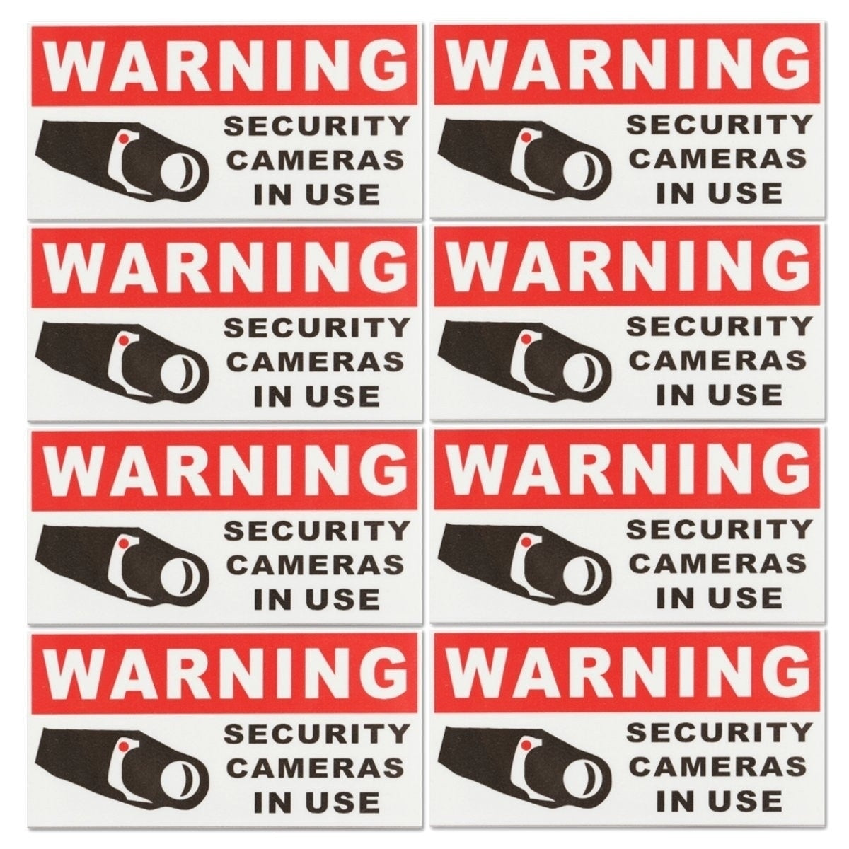 New Fashion  8pcs Security Camera In Use Stickers Safety Signs Decal Self-adhensive Waterproof