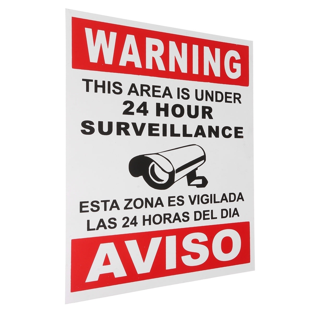 New Brand  Warning This Area Is Under 24 Hour Surveillance English & Spanish Security Sign Sticker Bump Sticker