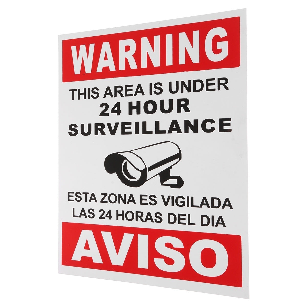 New Brand  Warning This Area Is Under 24 Hour Surveillance English & Spanish Security Sign Sticker Bump Sticker