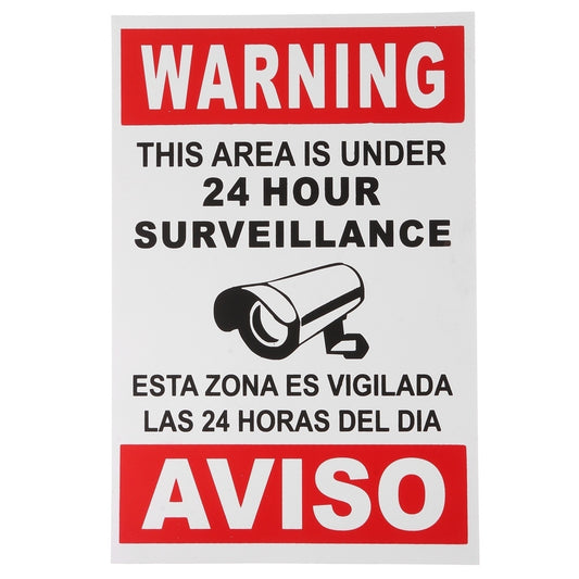 New Brand  Warning This Area Is Under 24 Hour Surveillance English & Spanish Security Sign Sticker Bump Sticker