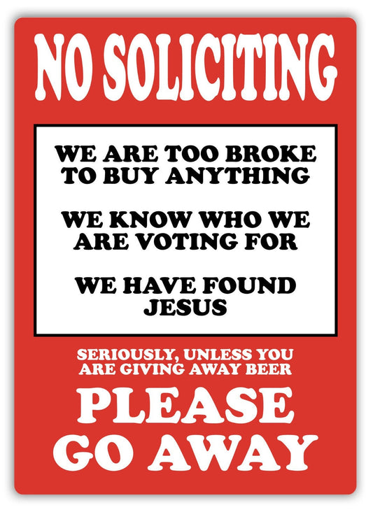 2018 NEW No Soliciting -Wall Sticker Plaque Art- Funny House Home Cold Callers Door