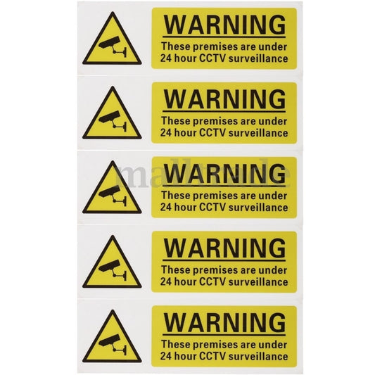 New Brand  5pcs 15x5cm 24 Hour CCTV Surveillance Stickers Security Warning Safety Signs Decal