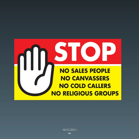 New Hot Stop Cold Calling Door Sticker No Canvassers Callers Religious Groups Sign